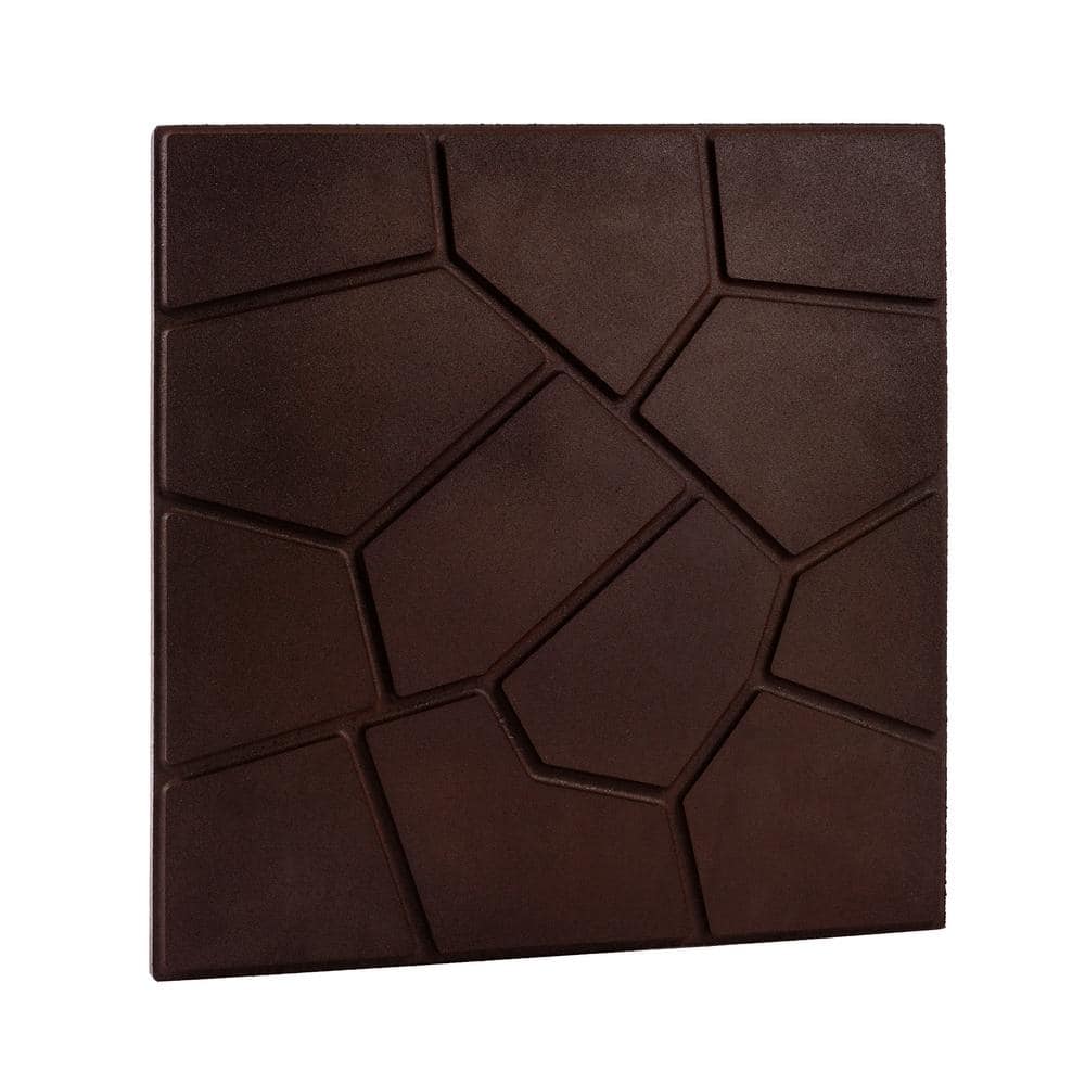 15.5 in. x 15.5 in. Square Brown Cobblestone/Brick Dual-Sided 100% Recycled Rubber Paver (6-pack) - Hercitys