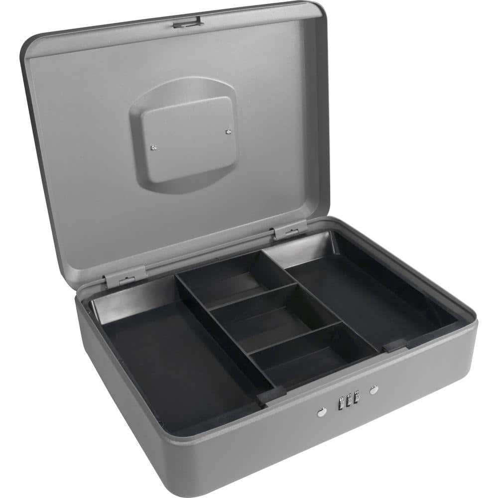 0.12 cu. ft. Cash Box Safe with Combination Lock, Grey - Hercitys