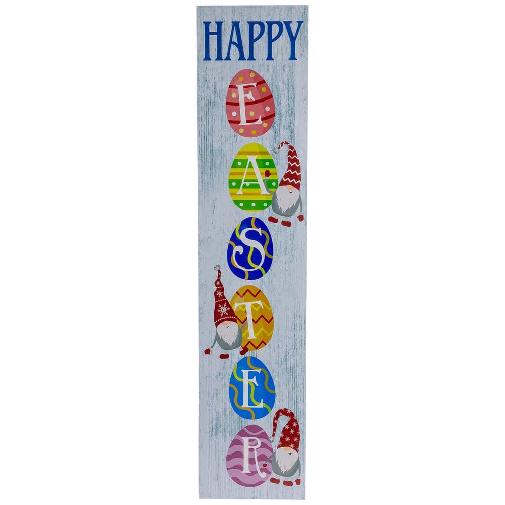 35 .75 in. Happy Easter Gnomes and Eggs Spring Porch Board Sign Decoration - Hercitys