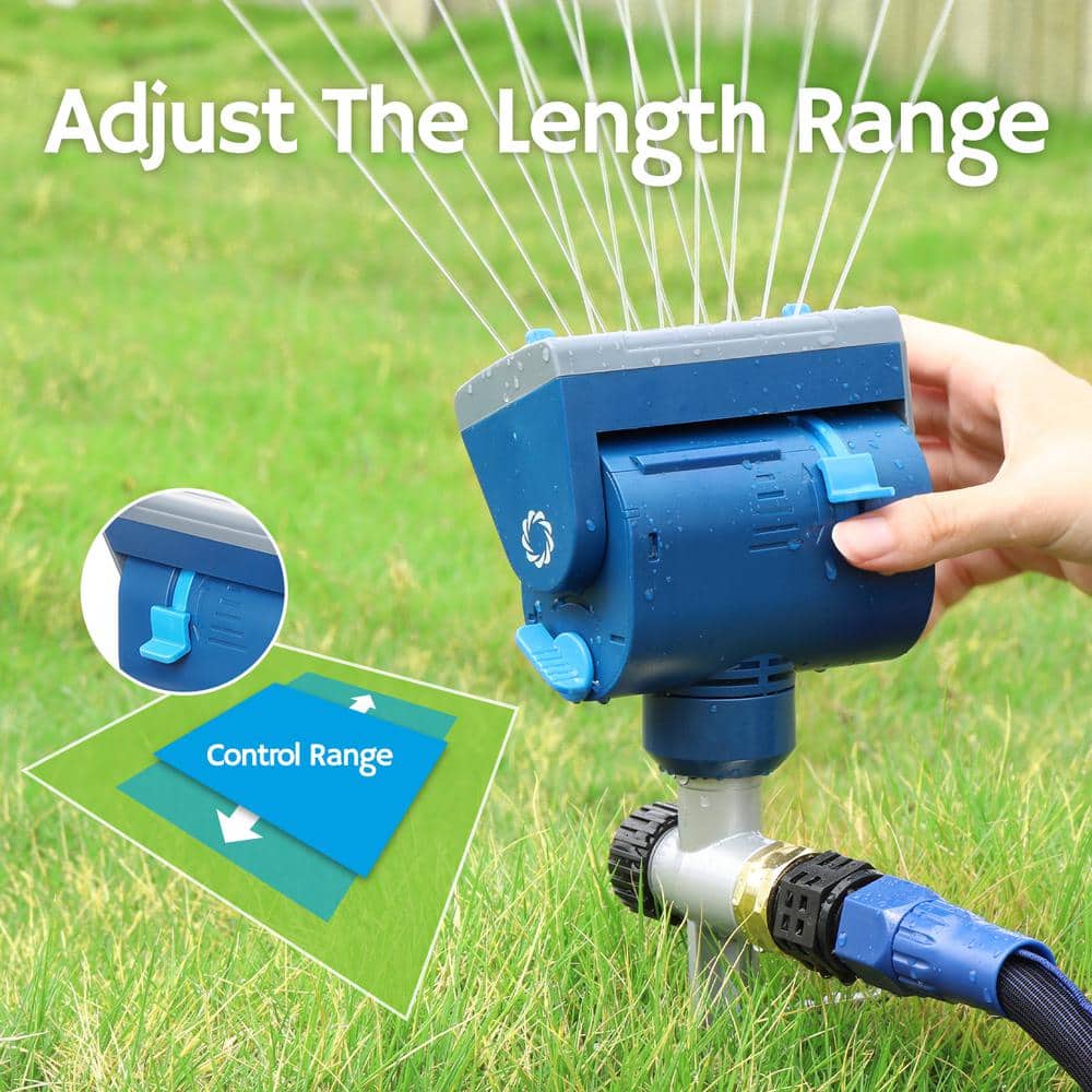 4,069 sq. ft. Oscillating Sprinkler with Metal Step Spike and Quick Connect Adapter Set, Control Watering Range, Blue - Hercitys