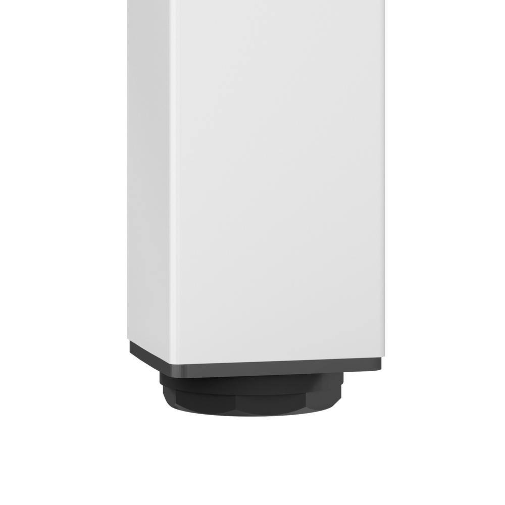 (4-Pack) 4 3/4 in. (120 mm) Matte White Metal Square Furniture Leg with Leveling Glide - Hercitys