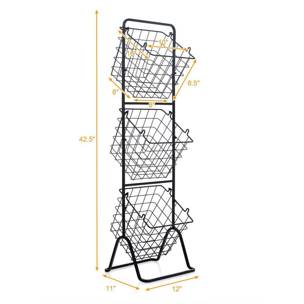 1-Piece 3-Tier Fruit Basket Stand with Adjustable Heights - Hercitys