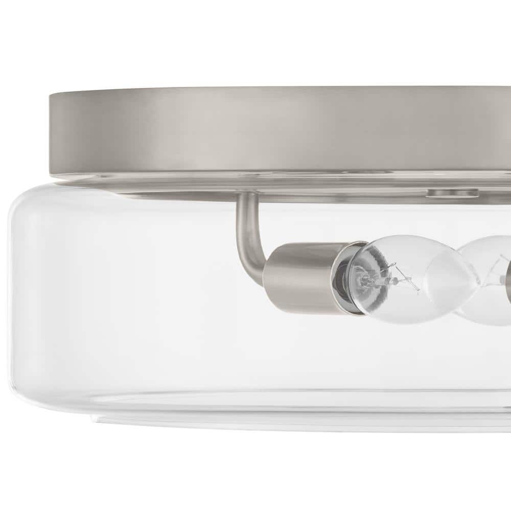 13 in. 2-Light Brushed Nickel Flush Mount Light - Hercitys