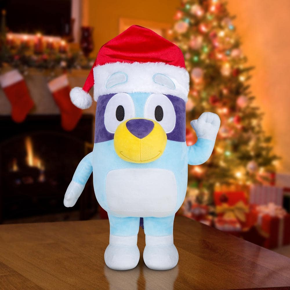 18.5 in. Tall Holiday Greeter-Bluey in Santa Hat - Hercitys