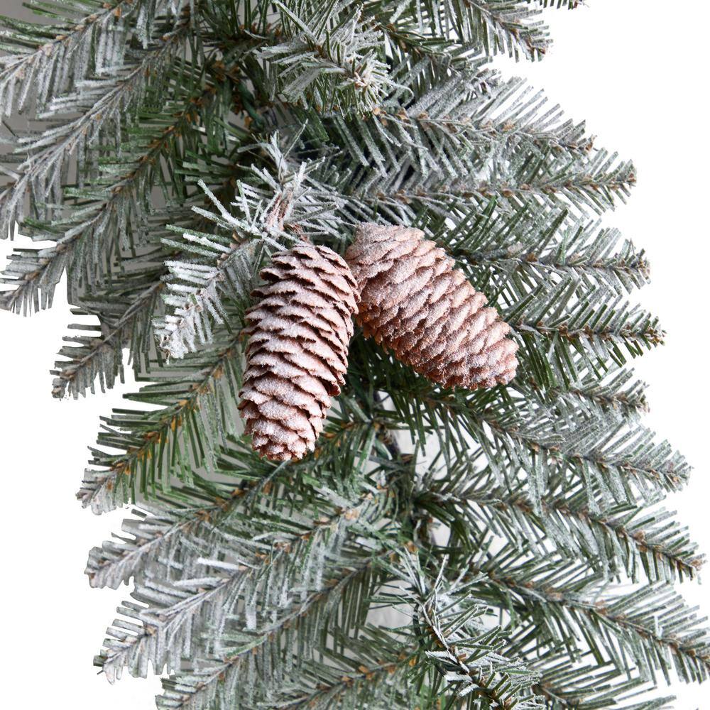 36 in. Prelit LED Geometric Diamond Frosted Artificial Christmas Wreath with Pinecones and 50 Warm White LED Lights - Hercitys