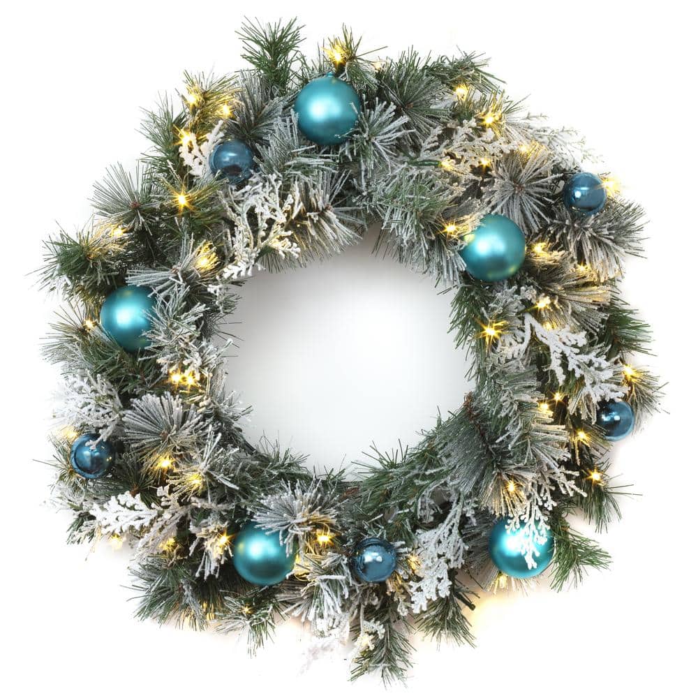 24 in. Artificial Tinkham Pine Wreath with LED Lights - Hercitys