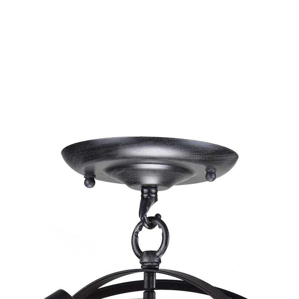 12.6 in. 3-Light Black and Brown finish Semi-Flush Mount Chandelier - Hercitys