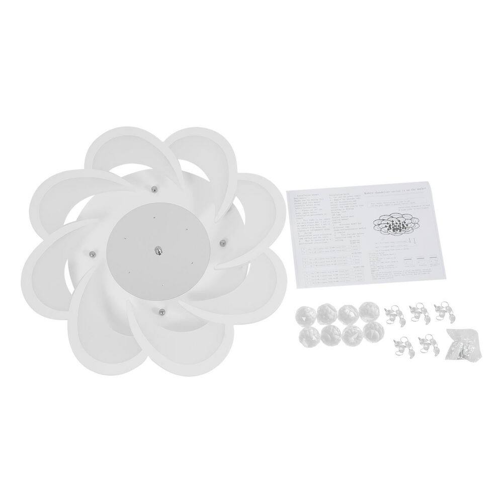 20.47 in. 1- Light White Modern Flower Shape LED Semi-Flush Mount Ceiling Light with Acrylic Shade (Cool Light) - Hercitys