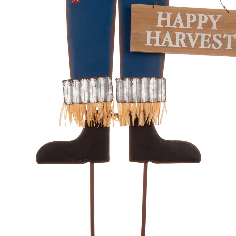 36 in. H Fall Metal Scarecrow Yard Stake/Standing/Hanging Sign (KD, 3-Function) - Hercitys