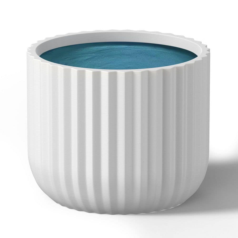 14.5 in. Medium Crisp White(Premium Inner) Concrete Round Planter/Pot with Drainage Holes - Hercitys