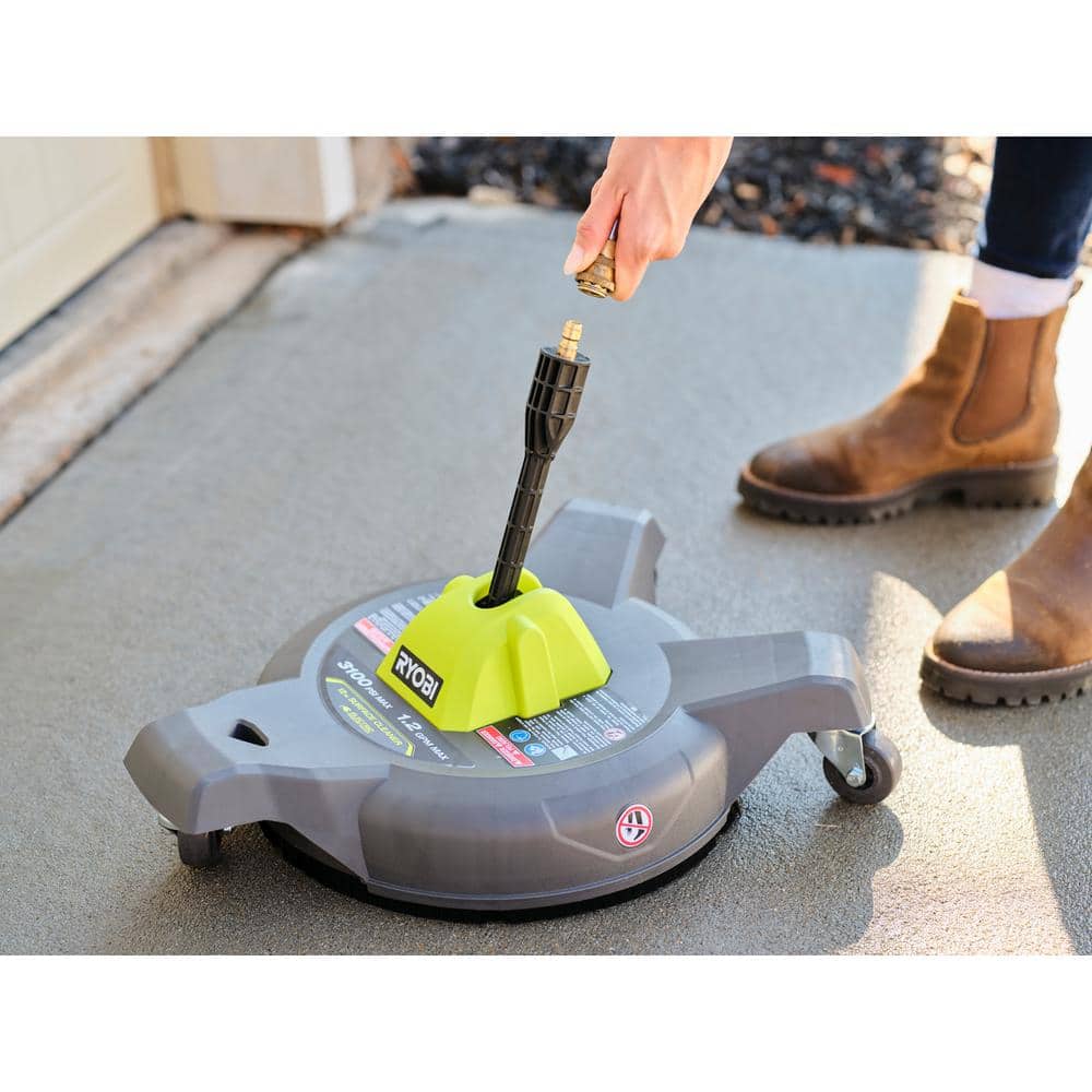 12 in. 3100 PSI Electric Pressure Washer Surface Cleaner with Caster Wheels - Hercitys