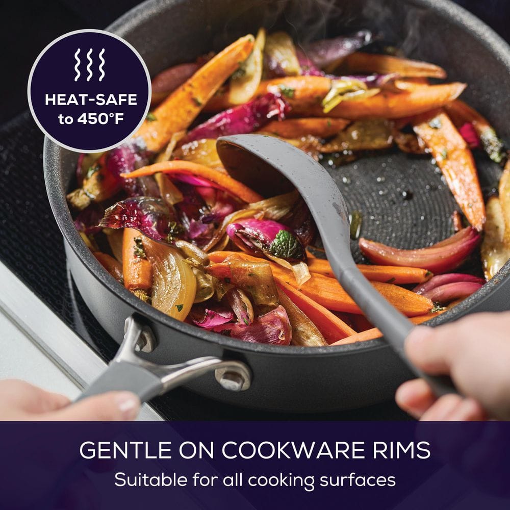 4-Piece Silicone Cooking and Kitchen Tools Set with Ladle Solid Spoon Slotted Spoon and Slotted Turner Gray - Hercitys