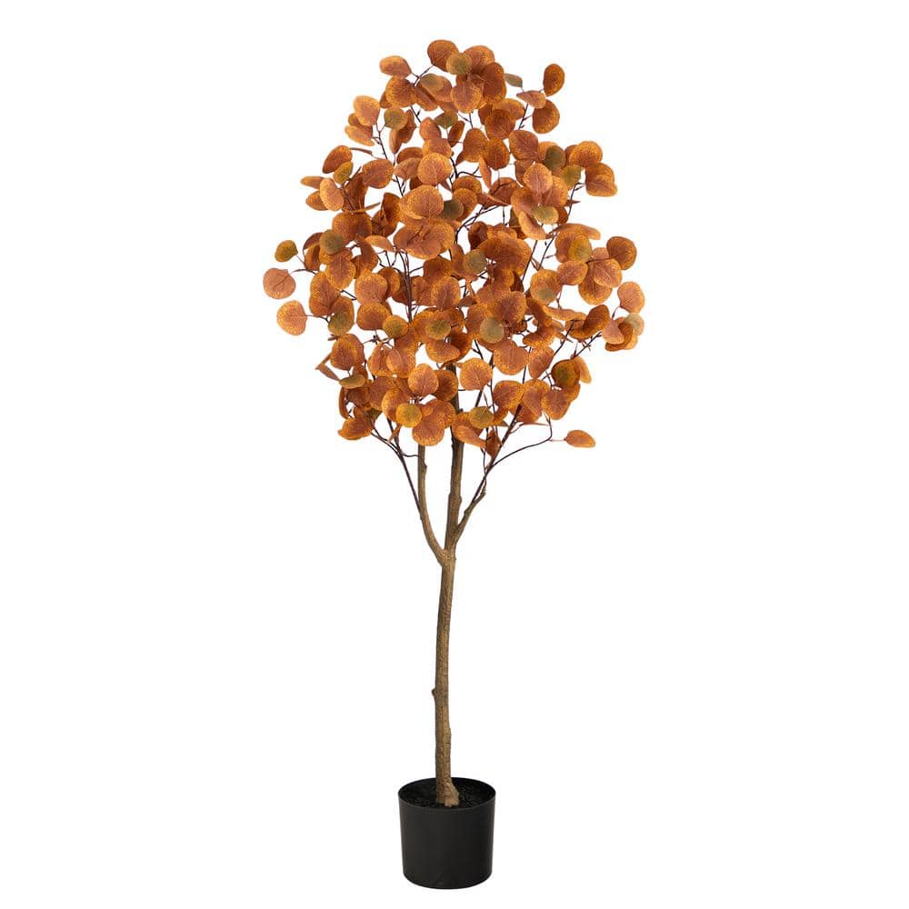 5 ft. Orange Autumn Eucalyptus Artificial Tree - Hercitys