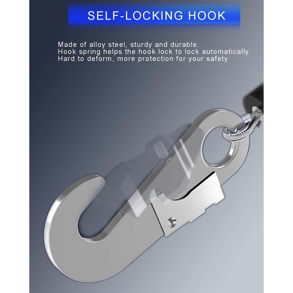23 ft. Self Retracting Lifeline with Dual Alloy Steel Hook Heavy Duty Steel Wire Rope Quick Brake Fall Protection - Hercitys
