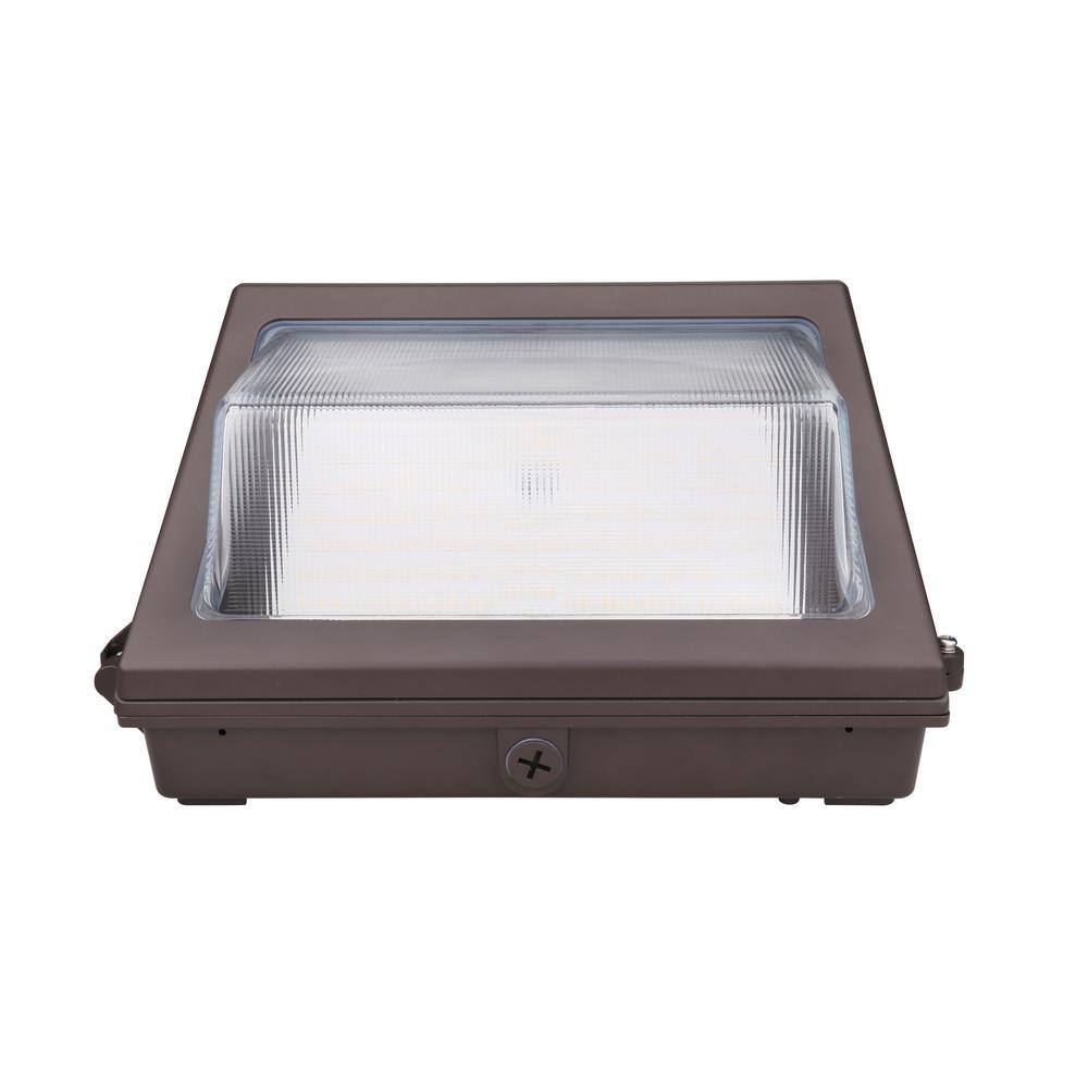 250- Watt Equivalent Integrated LED Black Dusk to Dawn Wall Pack Light, Selectable Lumens, CCT 3000K-5000K - Hercitys
