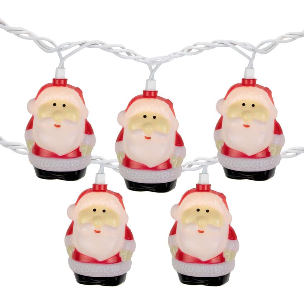 10-Count Santa Claus Christmas Light Set 6 ft. Green Wire - Hercitys