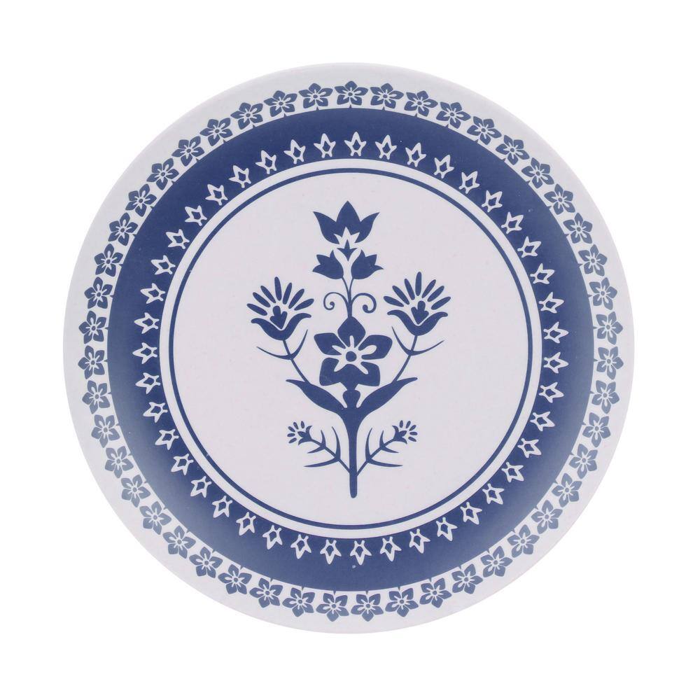 12 Piece Round Bamboo Fiber Dinnerware Set in Blue - Hercitys