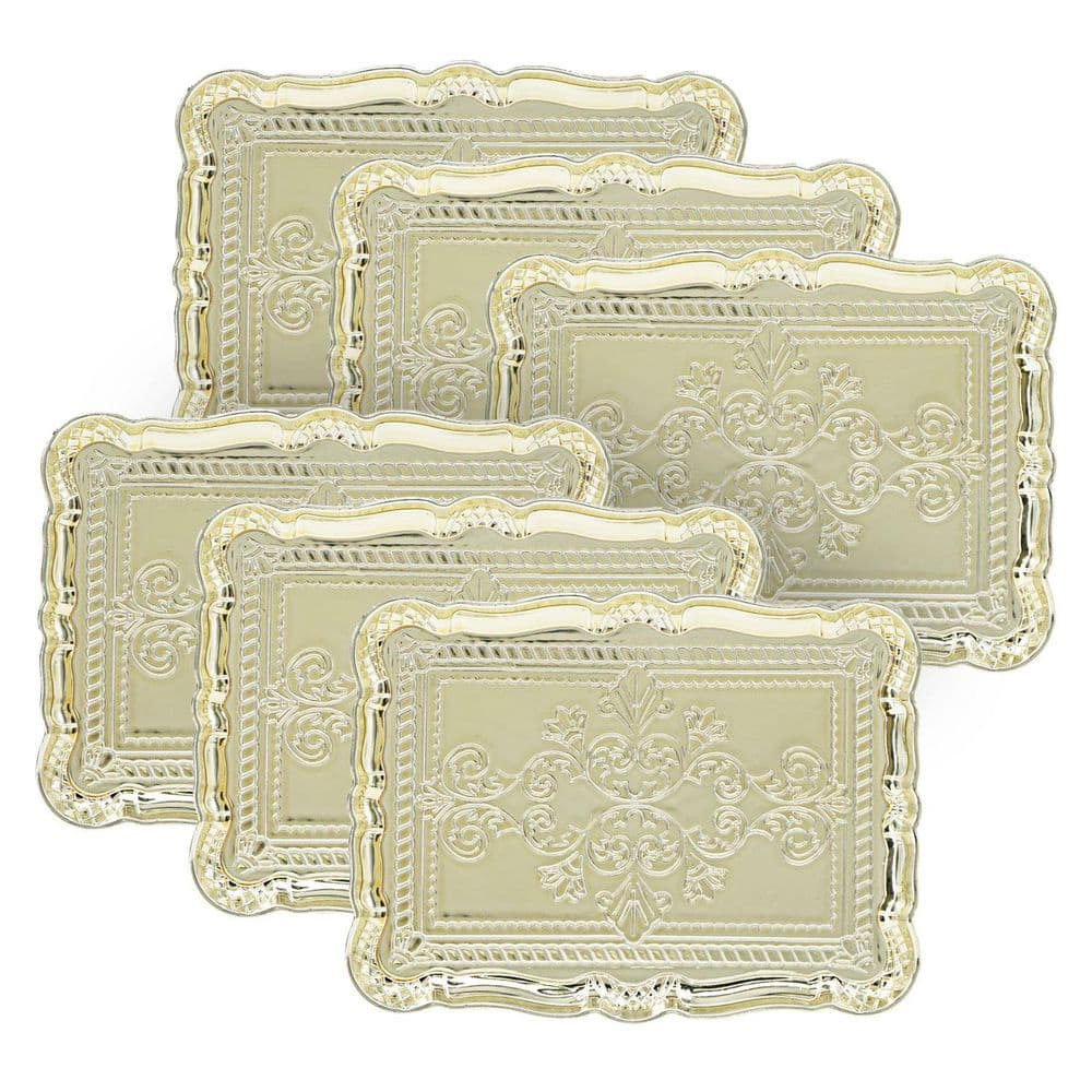 11.8 in. x 9.1 in. Gold Plastic Charger Plate (Set of 6) - Hercitys
