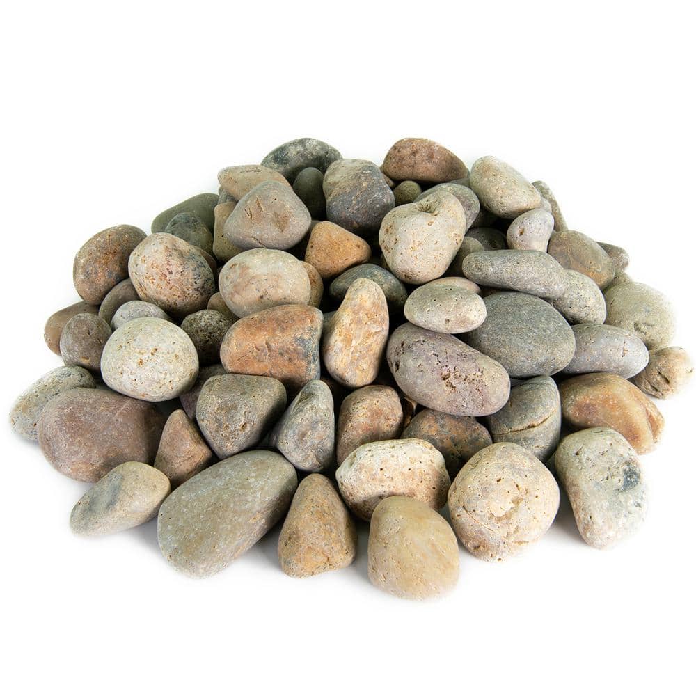 0.50 cu. ft. 1/2 in. to 1 in. Buff Mexican Beach Pebble Smooth Round Rock for Gardens, Landscapes and Ponds - Hercitys
