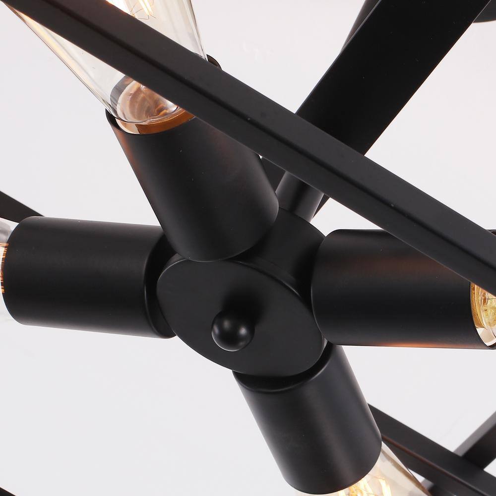 14.96 in. 4-Light Black Farmhouse Square Frame Semi-Flush Mount Ceiling Light Fixture with Metal Shade - Hercitys