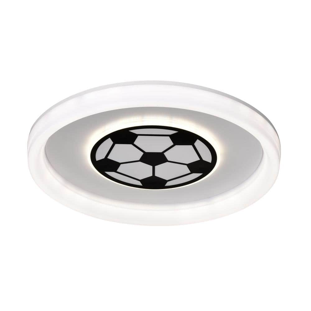 19 in. 95-Watt Modern Soccer Pattern Integrated LED Flush Mount with White Acrylic Shade - Hercitys