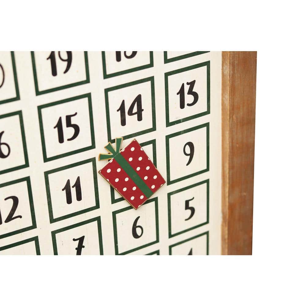 22.875 in. Natural Wood Framed Freestanding Christmas Advent Calendar with Magnet - Hercitys