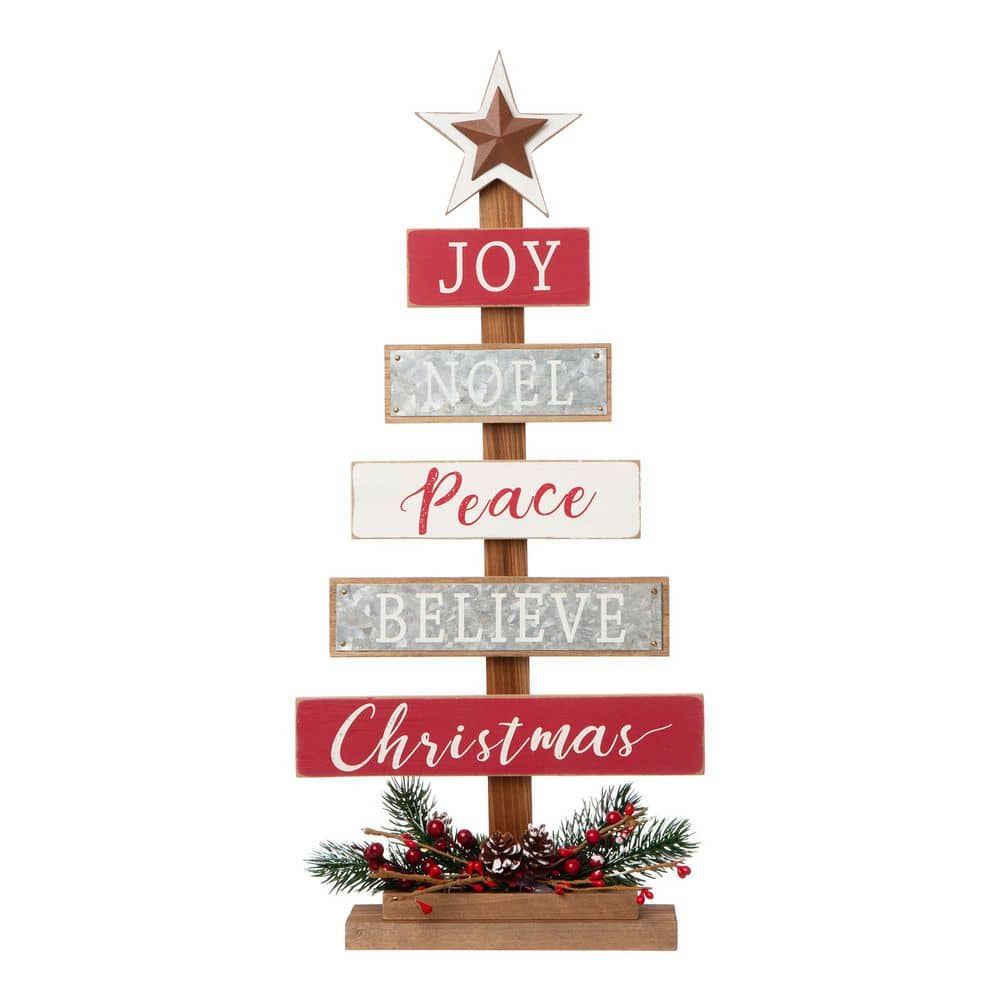 20 in. H Wooden Sign Table Tree Decor - Hercitys