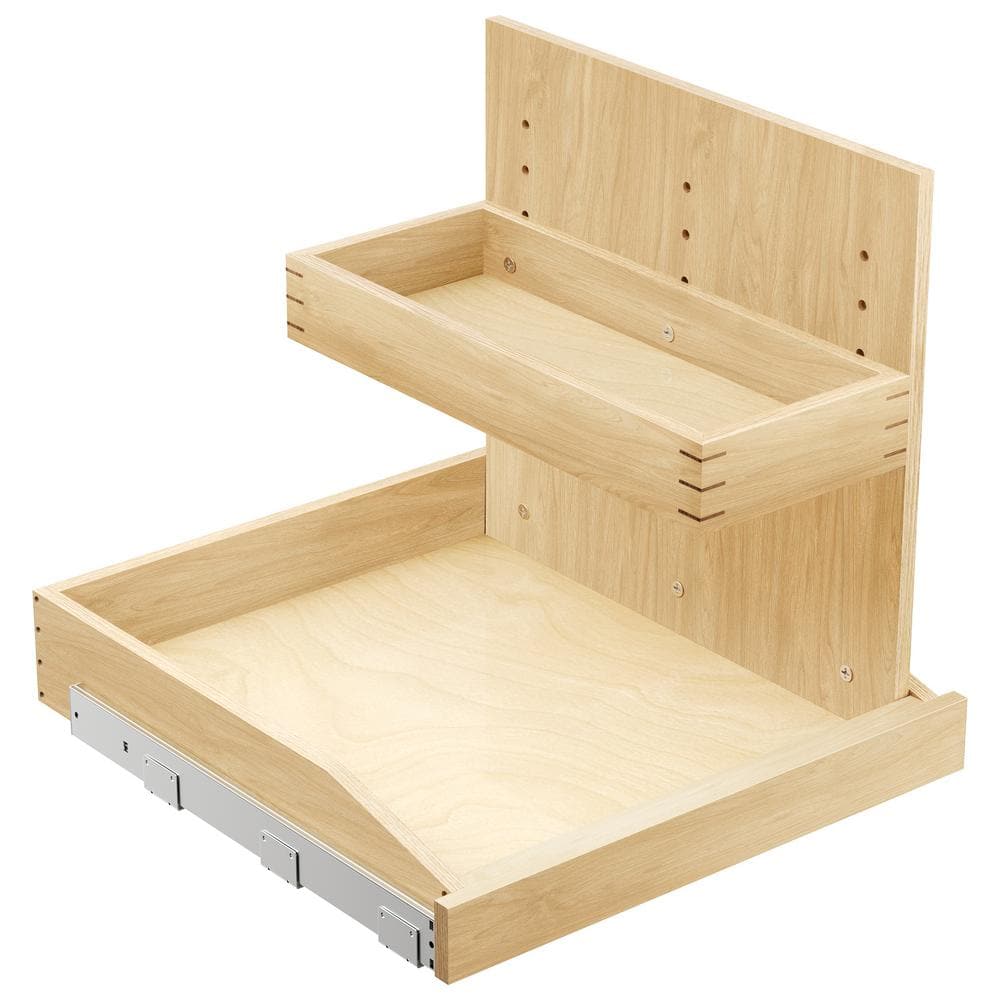 22.5 in. W Adjustable Wood Under Sink Caddy Slide-Out Shelf with Soft Close in Right - Hercitys