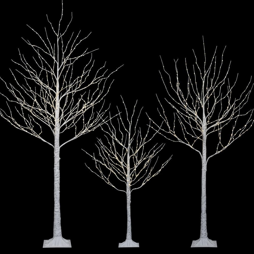 468 ft. Pre-Lit Birch Tree with Fairy Lights Warm White, Artificial Christmas Tree for Festival, Party - Hercitys