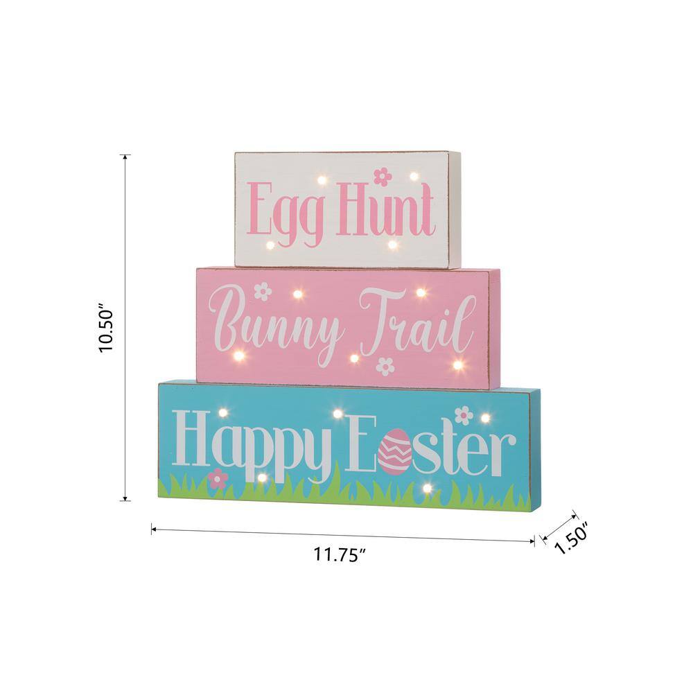 12 in. L Wooden/Metal Easter LED Lighted Block Word Sign (14 Bulbs) - Hercitys