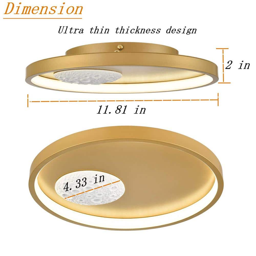 31 in. 1-Light Gold Flush Mount with No Glass Shade and No Bulbs Included 1-Pack - Hercitys