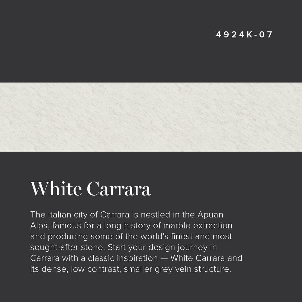 5 ft. x 12 ft. Laminate Sheet in White Carrara with Standard Fine Velvet Texture Finish - Hercitys