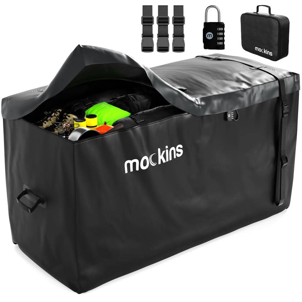 25 Cu. Ft. XL Hitch Cargo Carrier Bag 59.5×30.5×23.5 in. Black Abrasion Resistant Vinyl Waterproof Cargo Bag - Hercitys