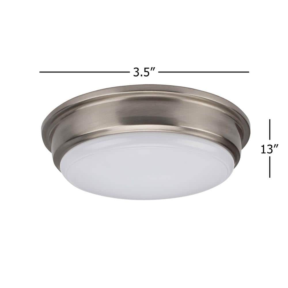 13 in. 1-Light Brushed Nickel LED Flush Mount - Hercitys