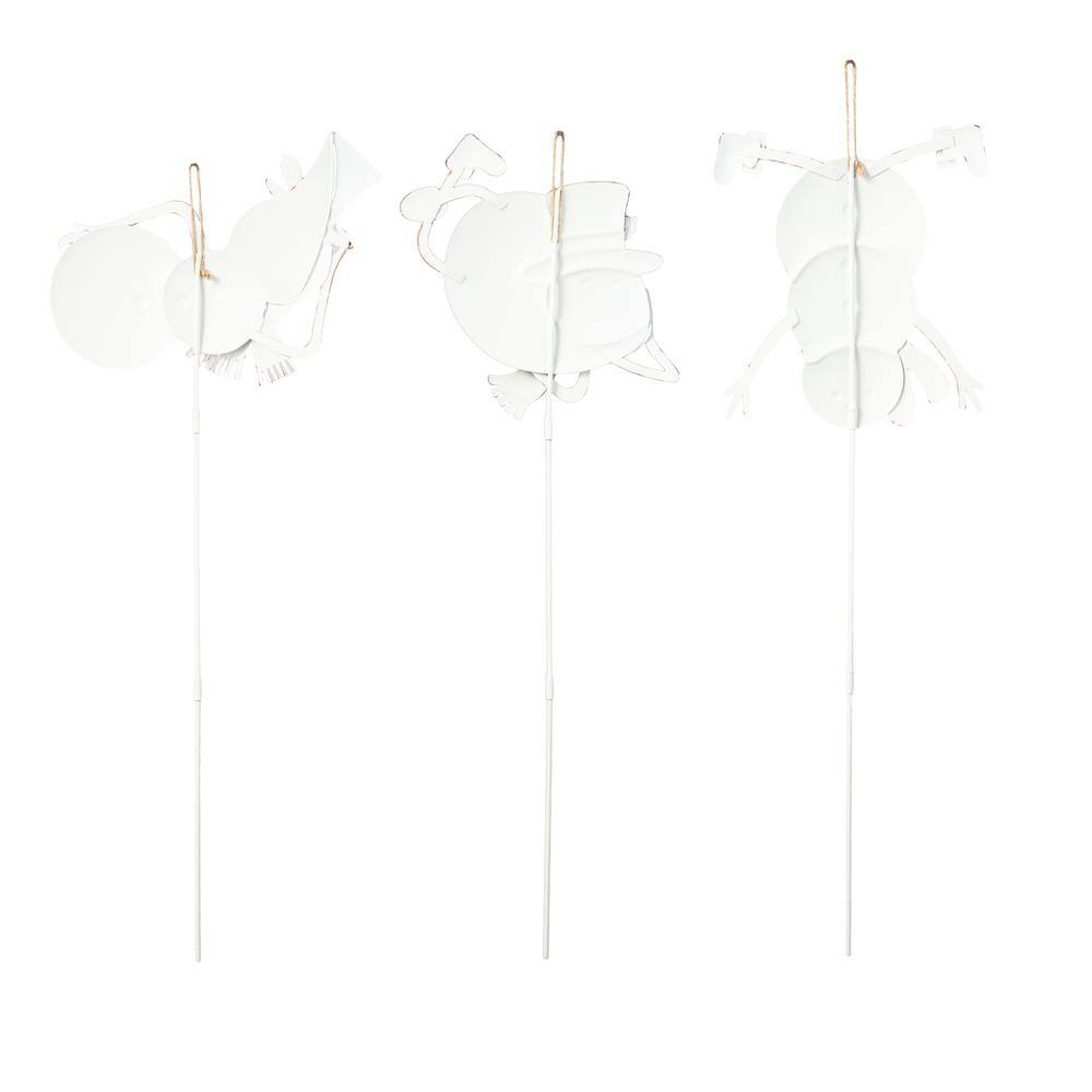 24 in. H Set of 3 Christmas Metal Snowman Yard Stake or Wall Décor - Hercitys