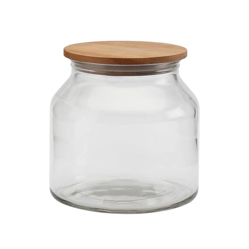 4-Piece European Glass Canister Set with Acacia Wood Lids - Hercitys
