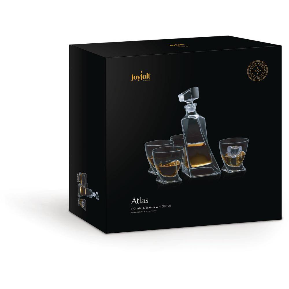 22 oz. Atlas Crystal Whiskey Decanter with 10 oz. Whiskey Glasses - Hercitys