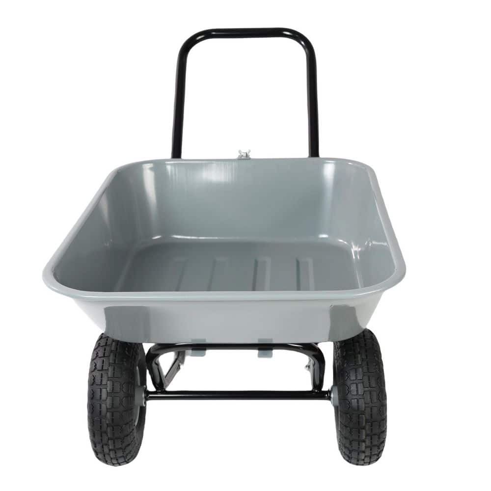 1.2 cu. ft. Gray Two-wheeled Garden Cart with 10-inch Pneumatic Wheels - Hercitys