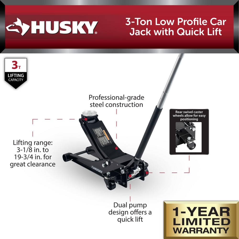 3-Ton Low Profile Floor Jack with Quick Lift - Hercitys