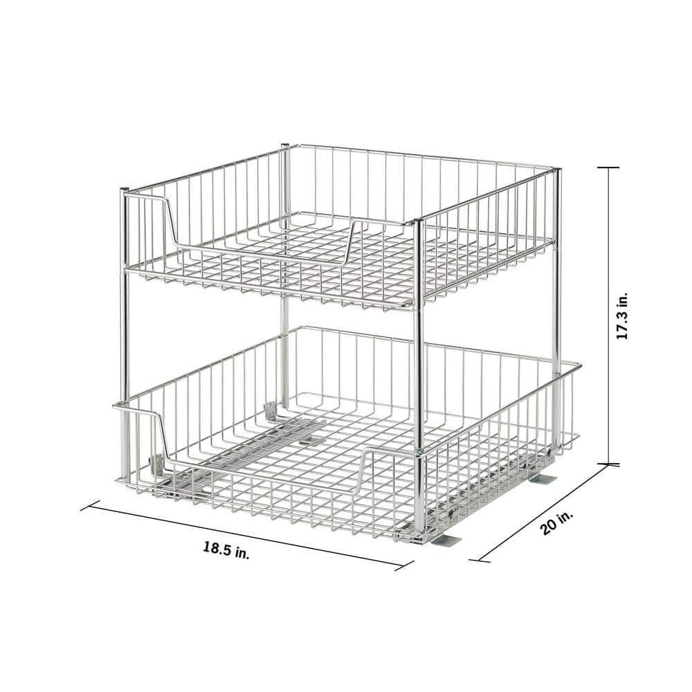 2-Tier Large Sliding Drawer in Chrome - Hercitys