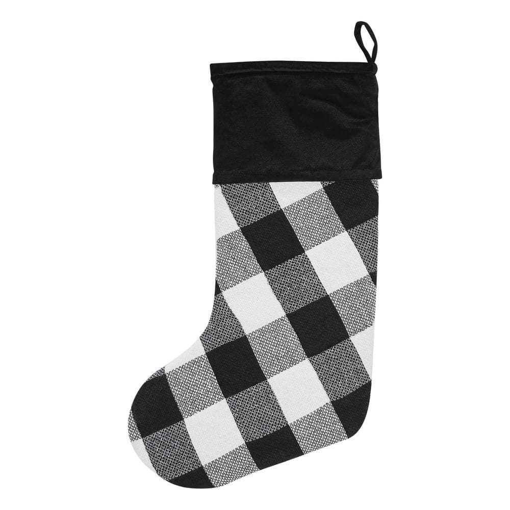 20 in. Annie Black Check Farmhouse Christmas Stocking - Hercitys