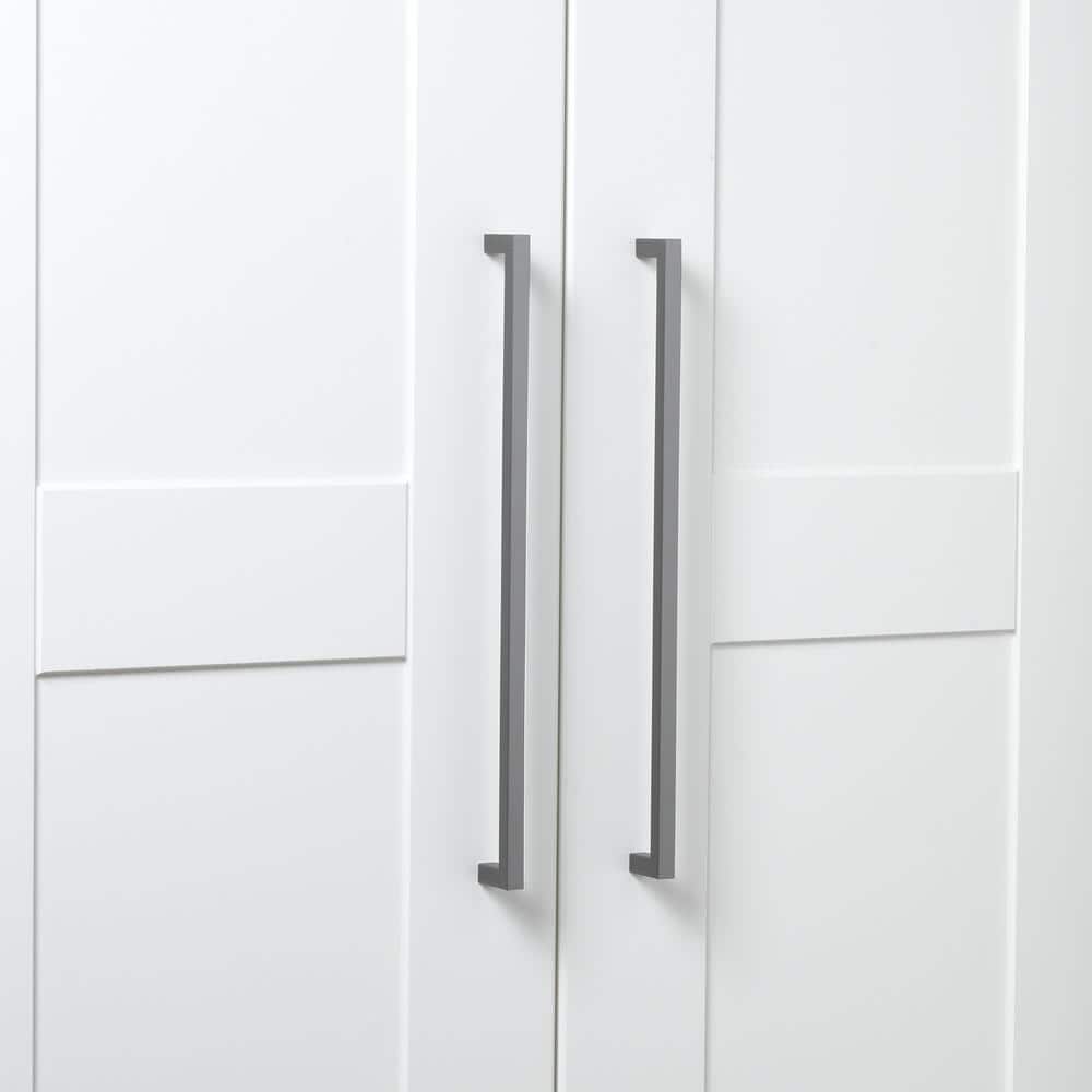 12-5/8 in. (320mm.) Center-to Center Graphite Solid Square Slim Cabinet Drawer Bar Pulls (10-Pack ) - Hercitys