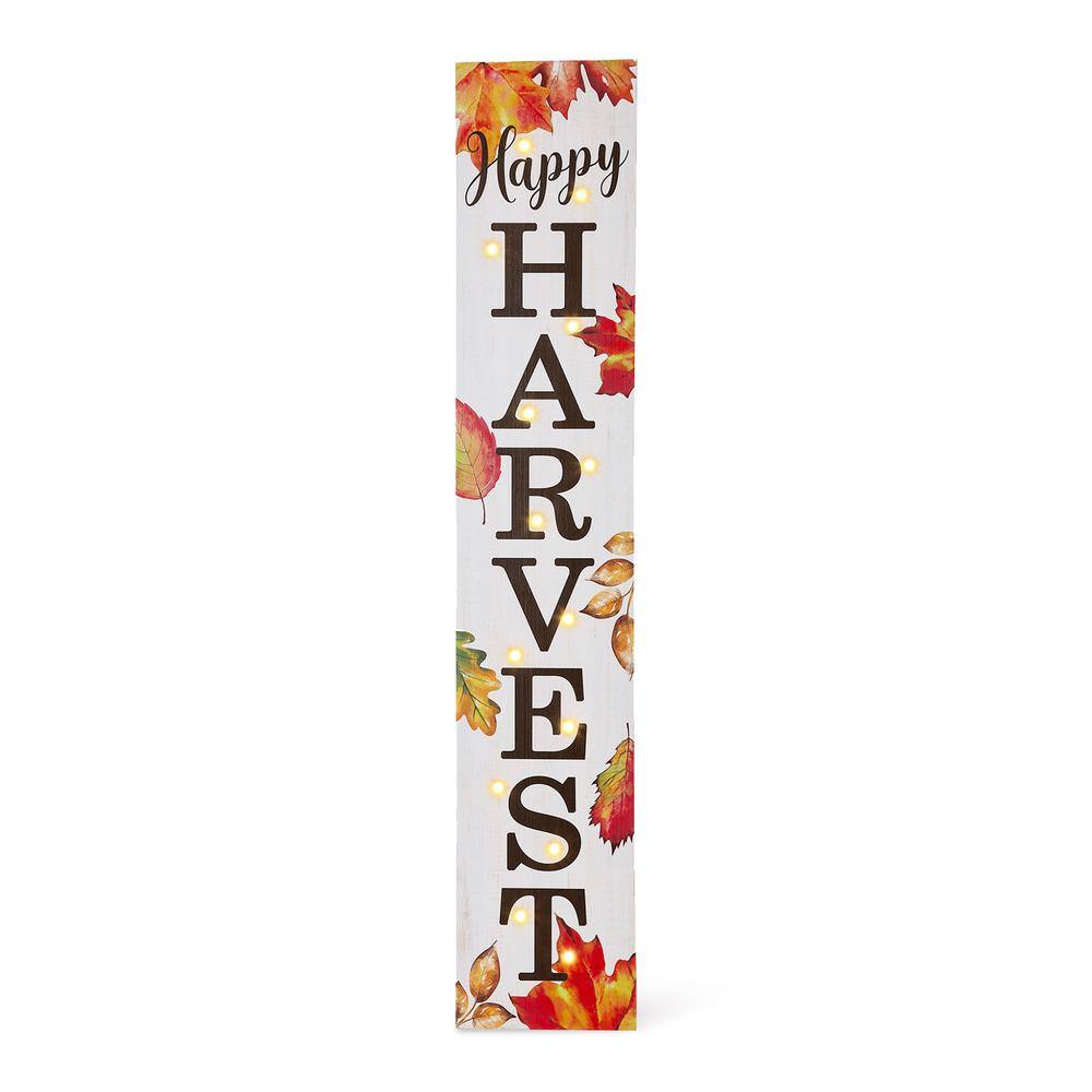 42 in. H Fall Lighted Maple Leaves Wooden Porch Sign - Hercitys