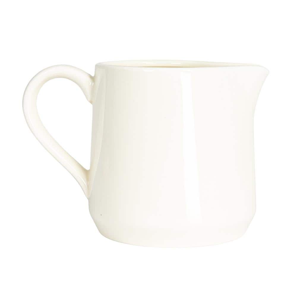 12 fl. oz. White Stoneware Creamer and Sugar Pot with Bamboo Spoon (Set of 2) - Hercitys