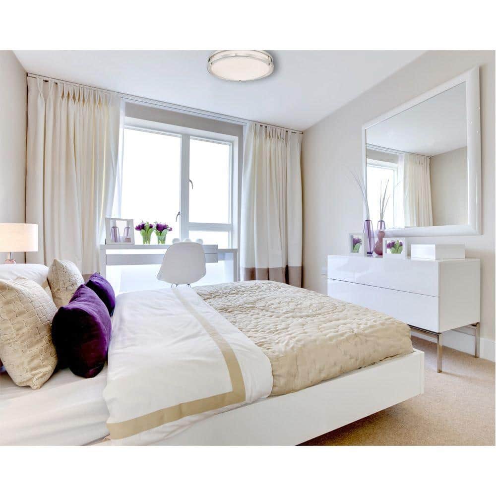 100-Watt Brushed Nickel Integrated Dimmable LED Flush Mount - Hercitys