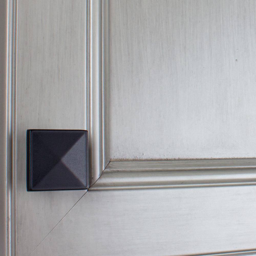 1-1/4 in. Matte Black Square Pyramid Cabinet Knob (10-Pack) - Hercitys