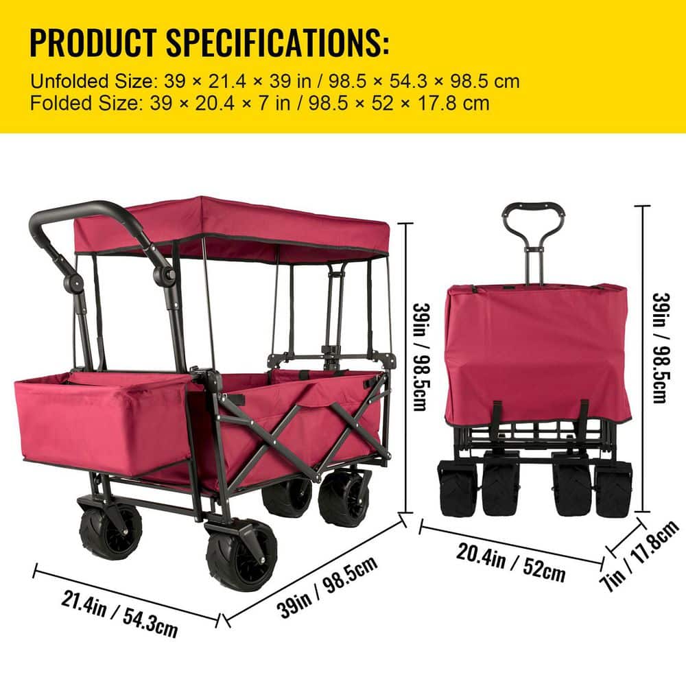 3 cu. ft. Extra Large Collapsible Garden Cart with Removable, Steel, Garden Cart - Hercitys