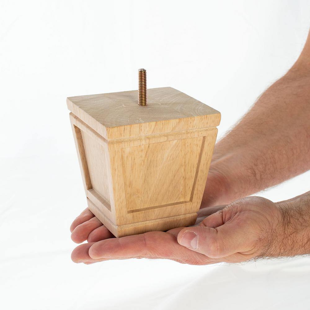 4 in. x 4 in. Stained Espresso Solid Hardwood Square Bun Foot (4-Pack) - Hercitys