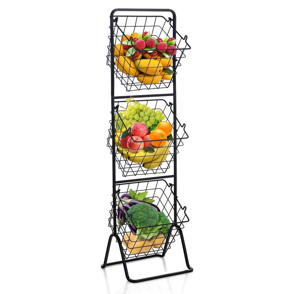 3-Tier Fruit Storage Basket with Adjustable Heights - Hercitys