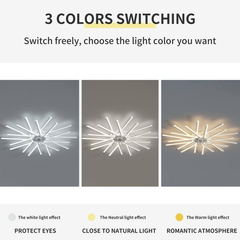 45 in. 120-Watt Modern Dimmable White Integrated LED Flush Mount with White Acrylic Shade with Remote Control - Hercitys